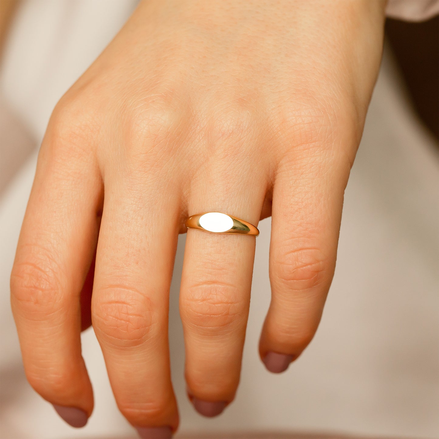 Minimalist Signet Ring in 14K Solid Gold