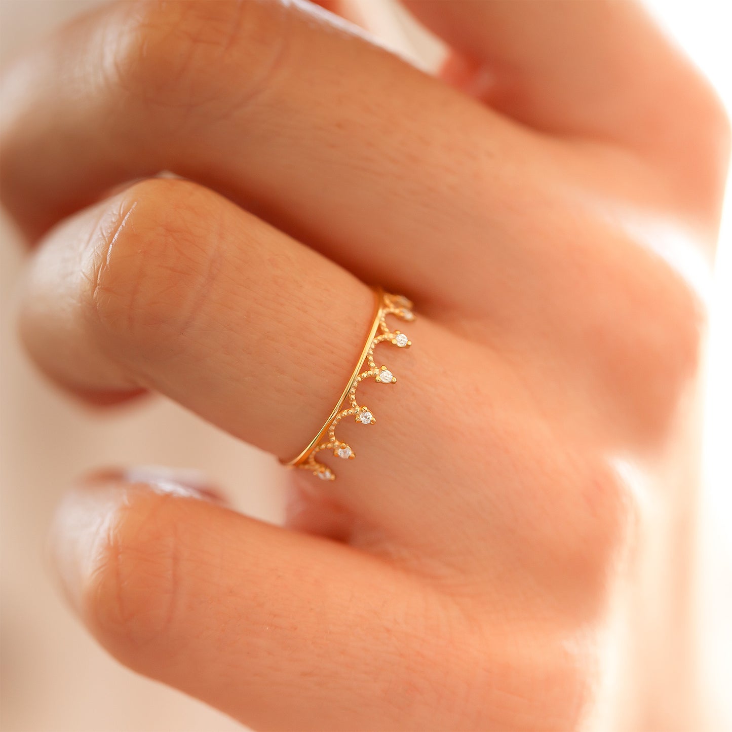 Diamond Princess Ring in 14K Solid Gold