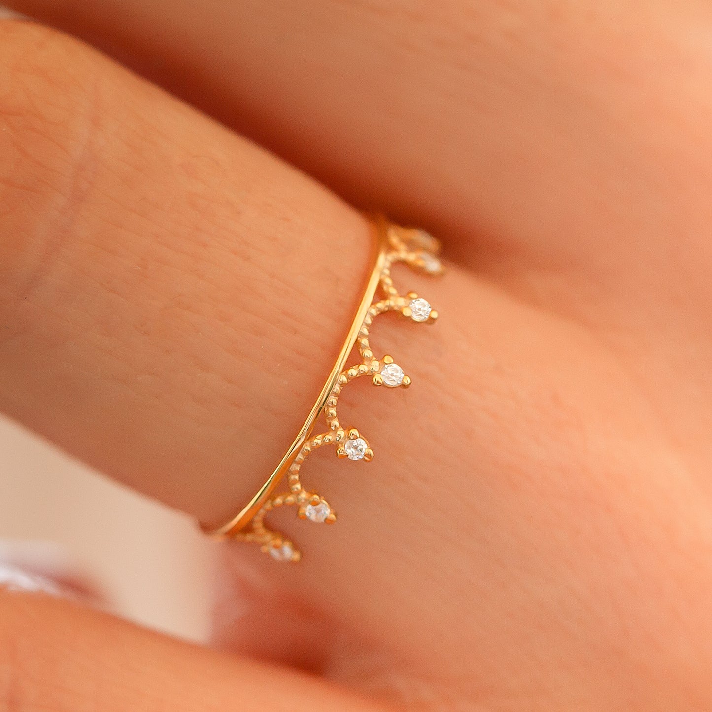 Diamond Princess Ring in 14K Solid Gold