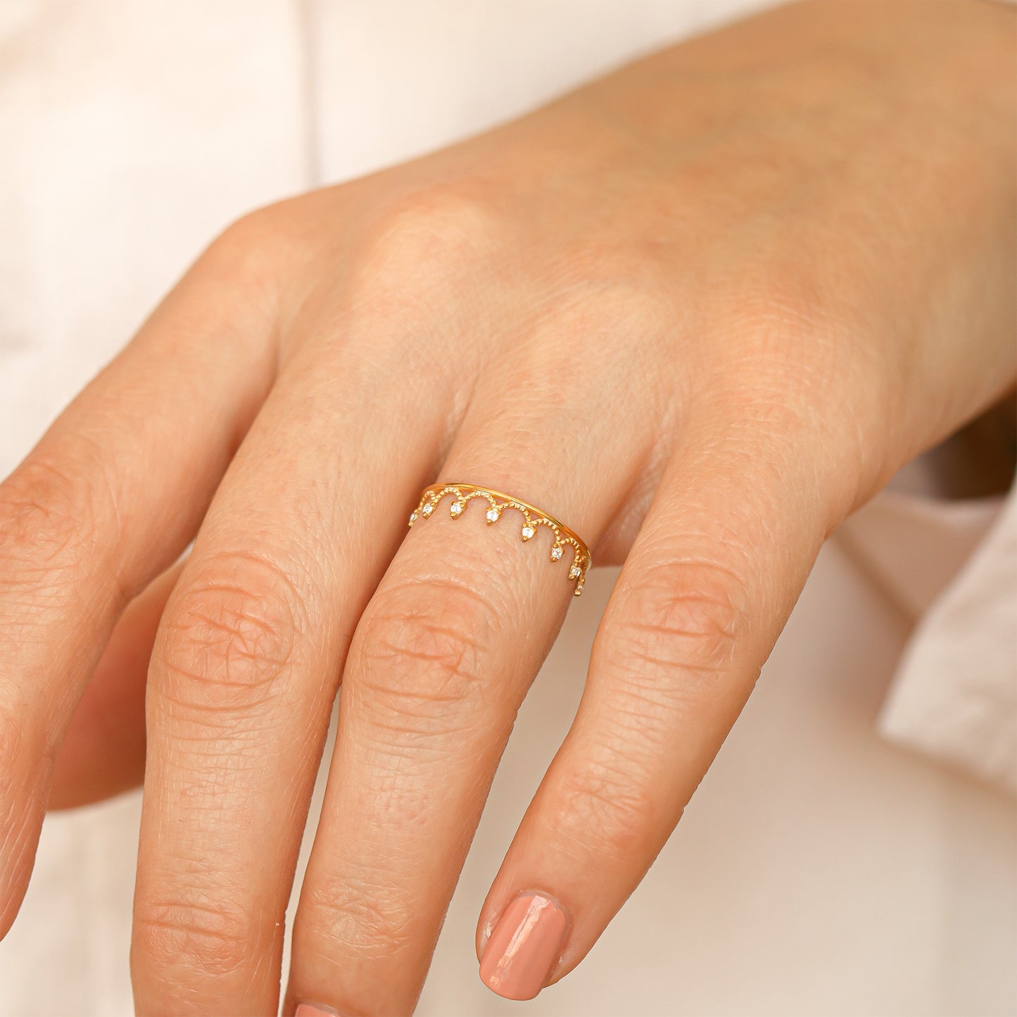 Diamond Princess Ring in 14K Solid Gold